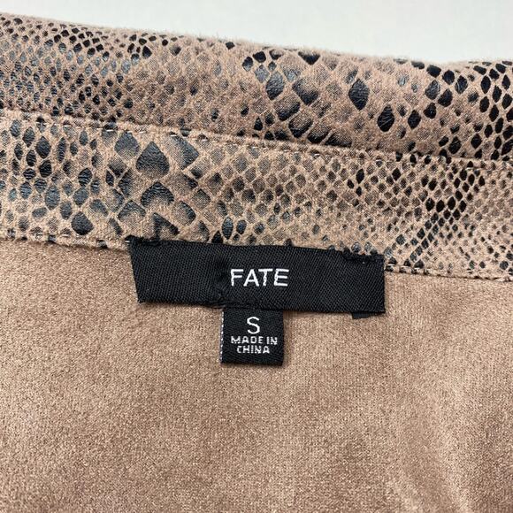 Fate | Brown Snakeskin Faux Suede Cropped Jacket - Picture 6 of 7